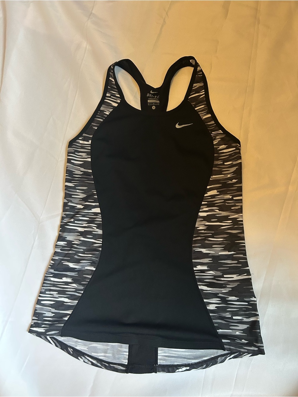 Nike Black Tank Top with Gray/White Patterned Sides